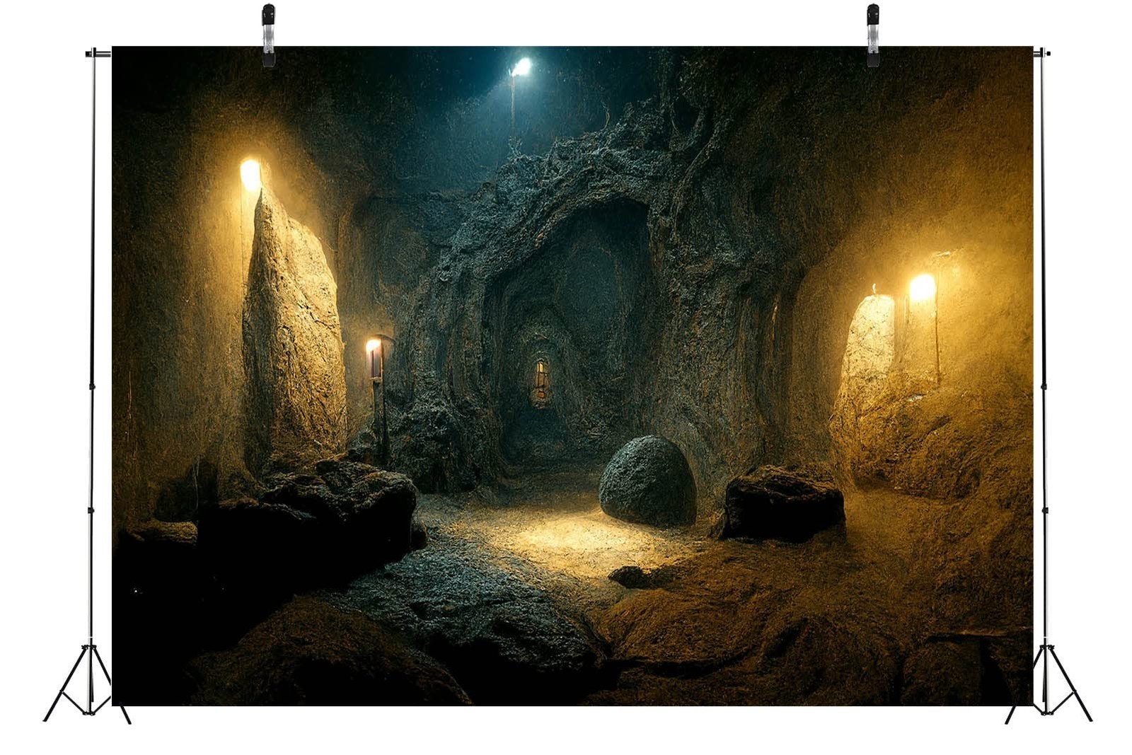 BELECO 7x5ft Fabric Dark Medieval Castle Dungeon Backdrop for 7x5FT, A14838