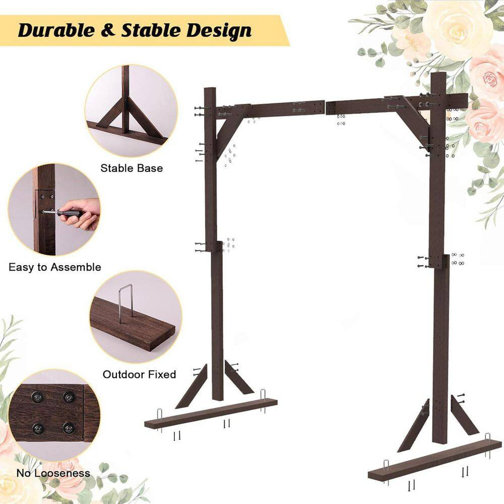 89.76 In. X 89.76 In. Wooden Square Wedding Arbor Arch Backdrop Stand for Outdoo