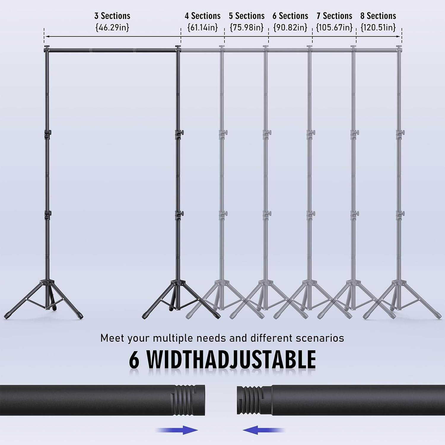 Eocnrhe Adjustable Backdrop Stand Kit 10×7.5ft for Parties & Studio Photography