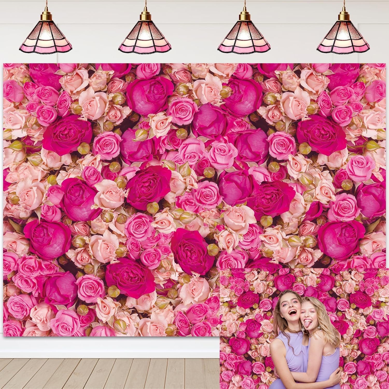 Charming 6x4FT Pink Floral Backdrop for Princess Parties and Photo Shoots