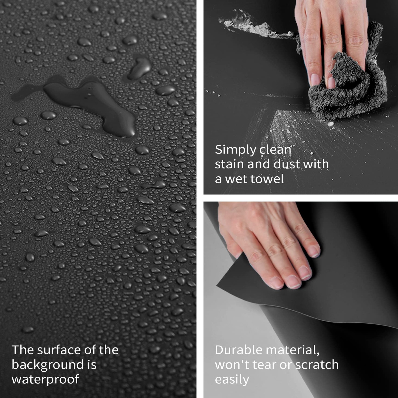 Meking 31x59inch (80x150cm) Photography PVC 31x59inch, Matte Black White Grey