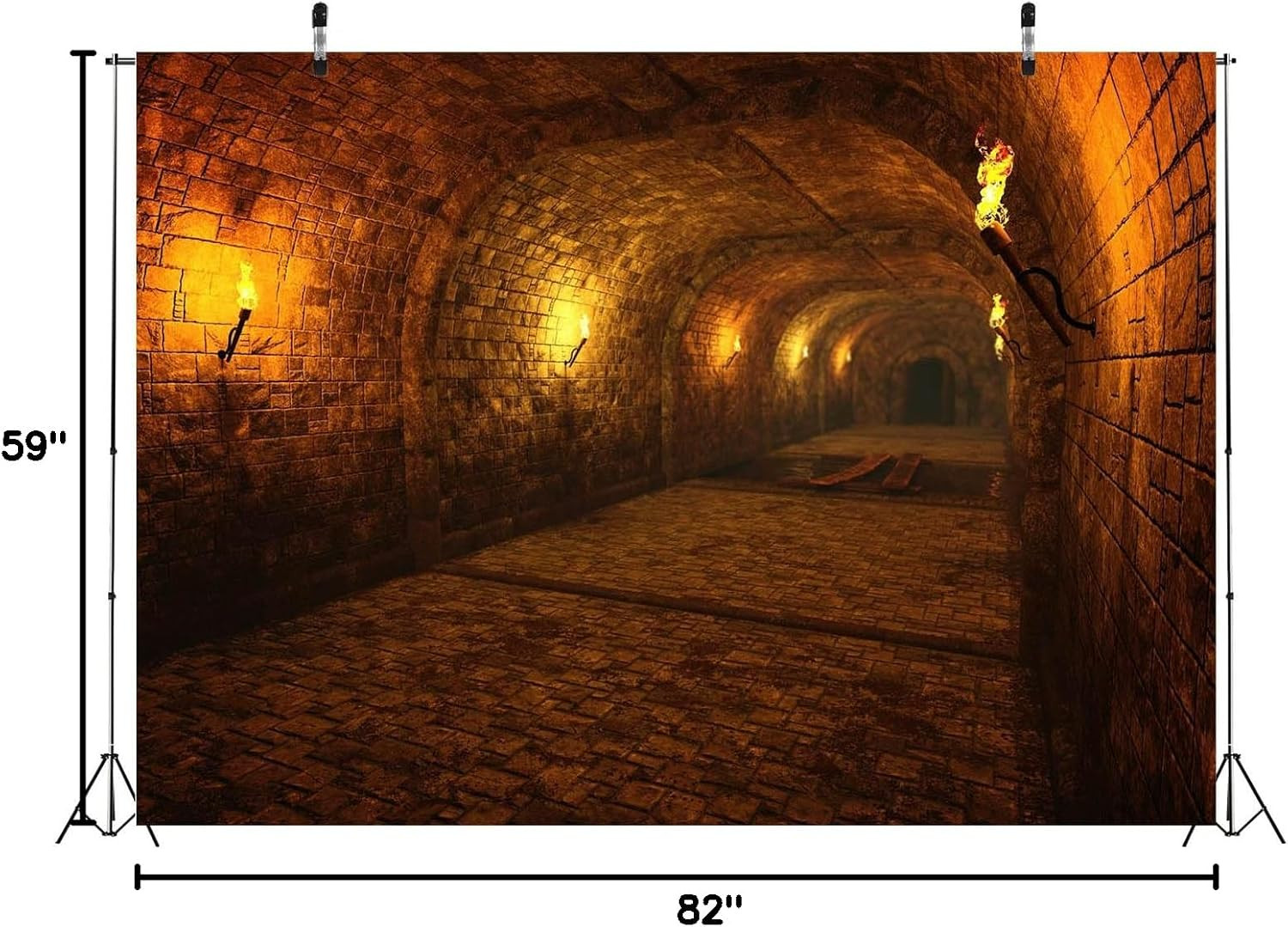 7X5Ft Fabric Medieval Castle Dungeon Backdrop Dark Underground Tunnel