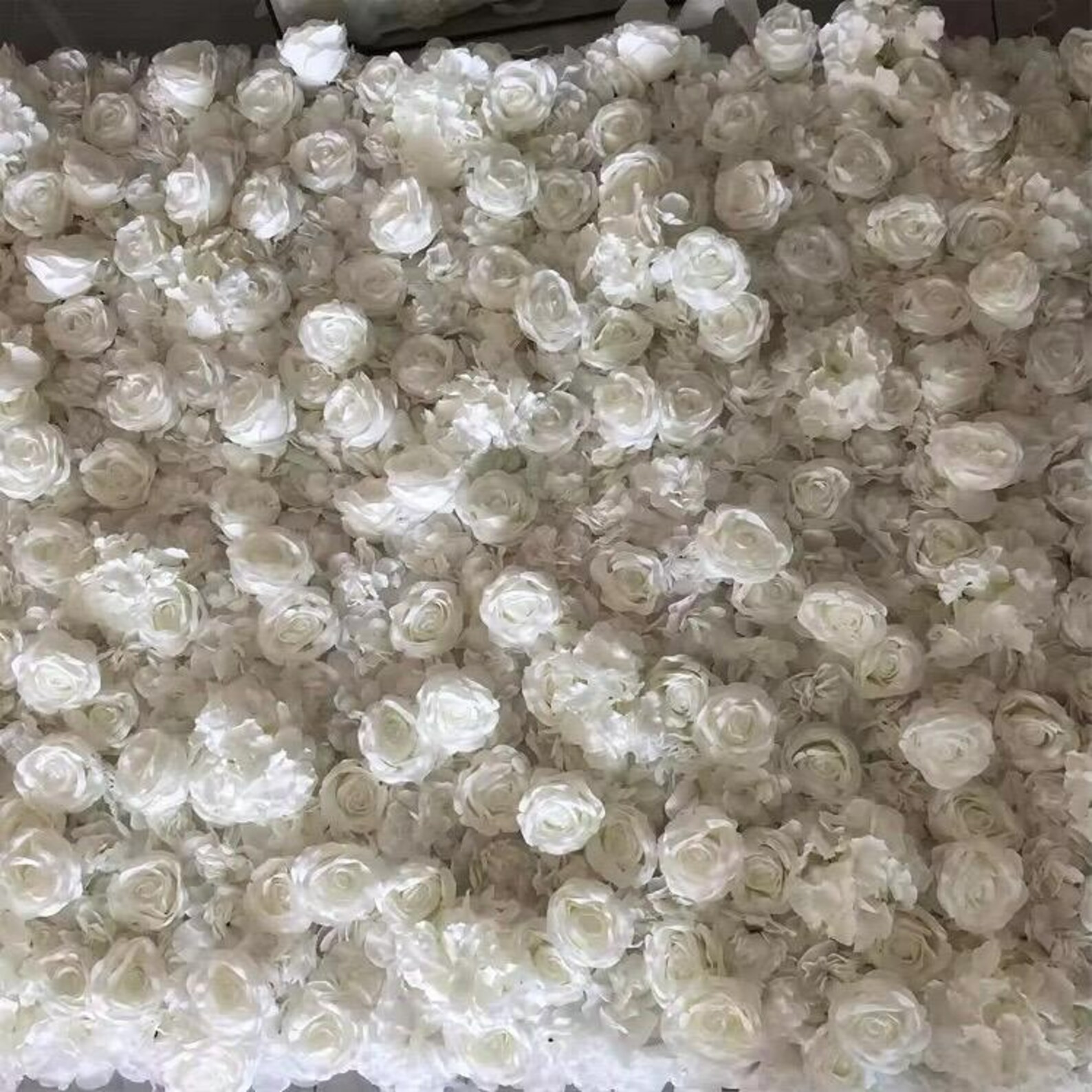 Floral White Backdrop Big Realistic Rose Flowers Decor Photoshoot Events 7×7 Ft