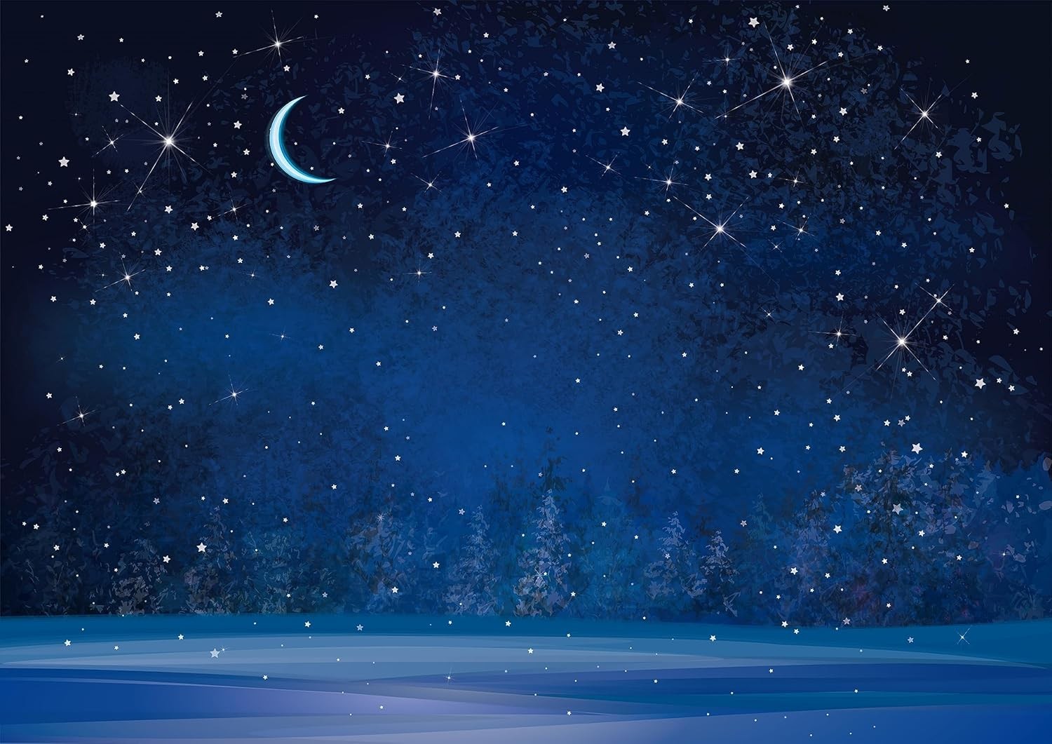 BELECO 7x5ft Fabric Winter Wonderland Night Snowfall Backdrop 7x5FT, A50026
