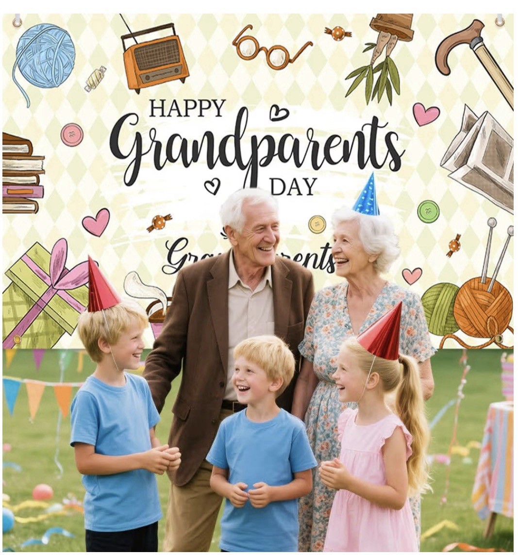 Happy Grandparents Day Banner – Extra Large, Back Ground Retro 5.9 X 3.6 Ft