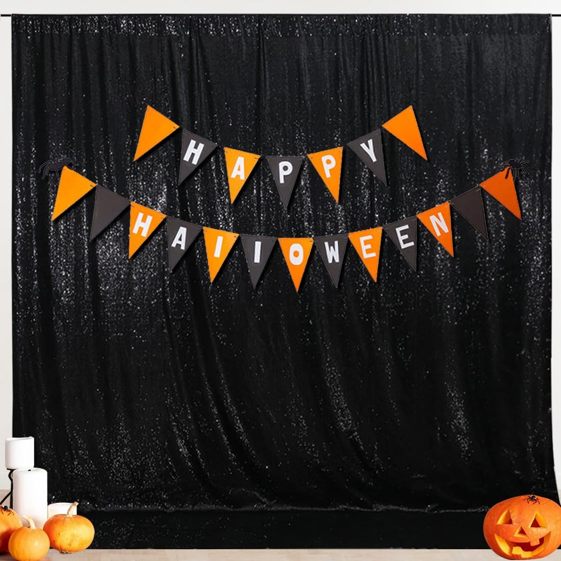 8x8ft Black Sequin Backdrop, High Density Non-Transparent Glitter Curtain for…