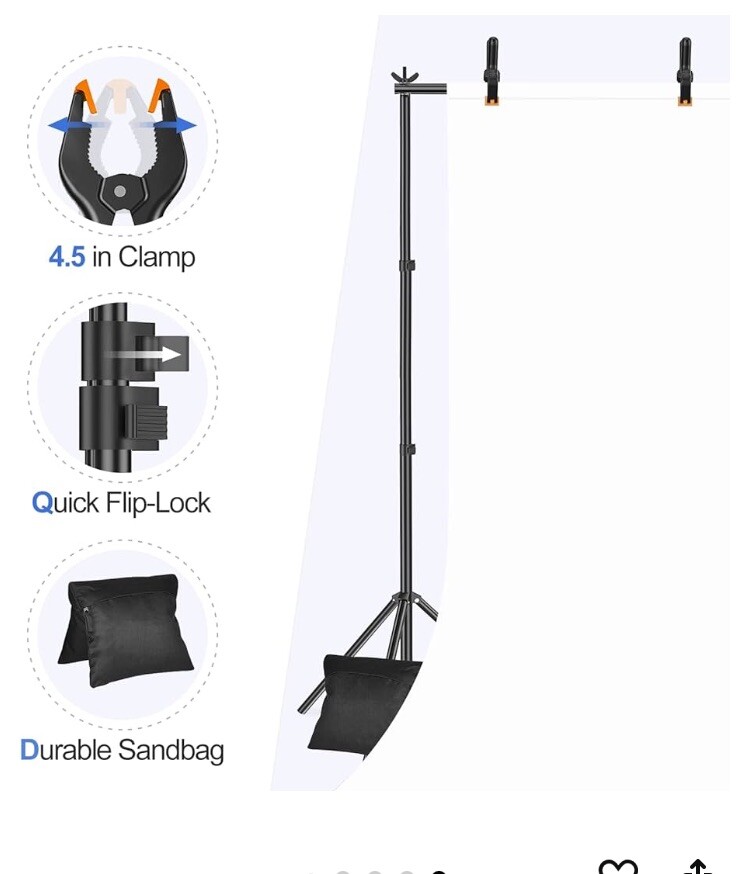 New Emart Backdrop Stand 10x7ft(WxH) Photo Studio Adjustable Background Stand