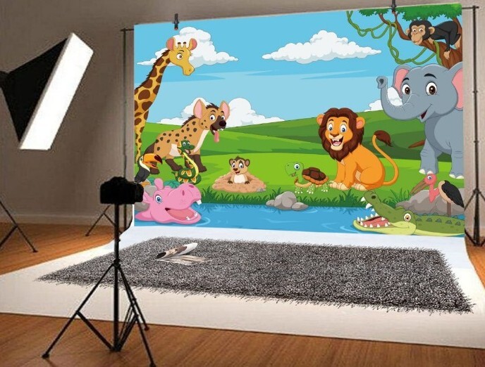 Forest Cartoon Animals Photography Background Party Backdrops for Studio Props