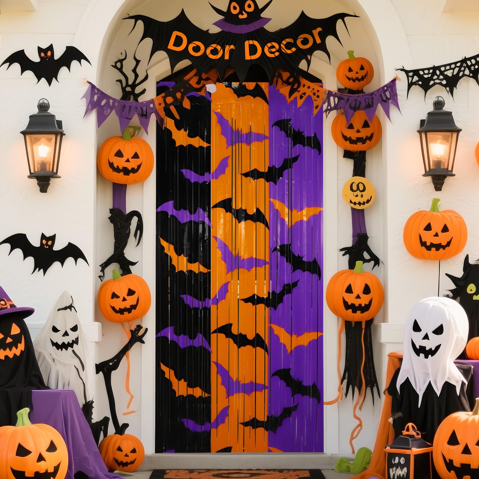 Halloween Party 3.3 feet by 6.6 feet, glittery-orange purple black