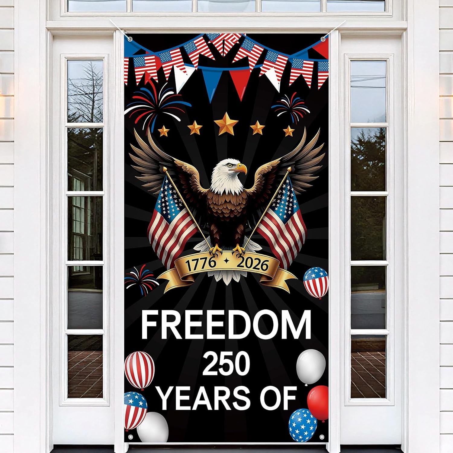 American 1776-2026 Door Backdrop 250 Years America Backdrop Door Banner 71X35In