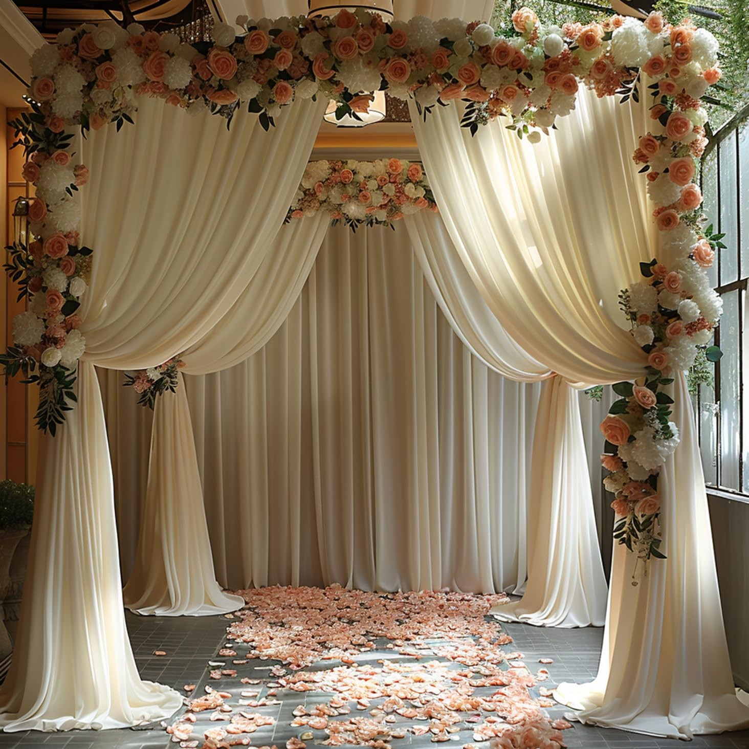 10x12ft Ivory Backdrop Curtain Wrinkle Free Soft Fabric Drapes Photo Booth
