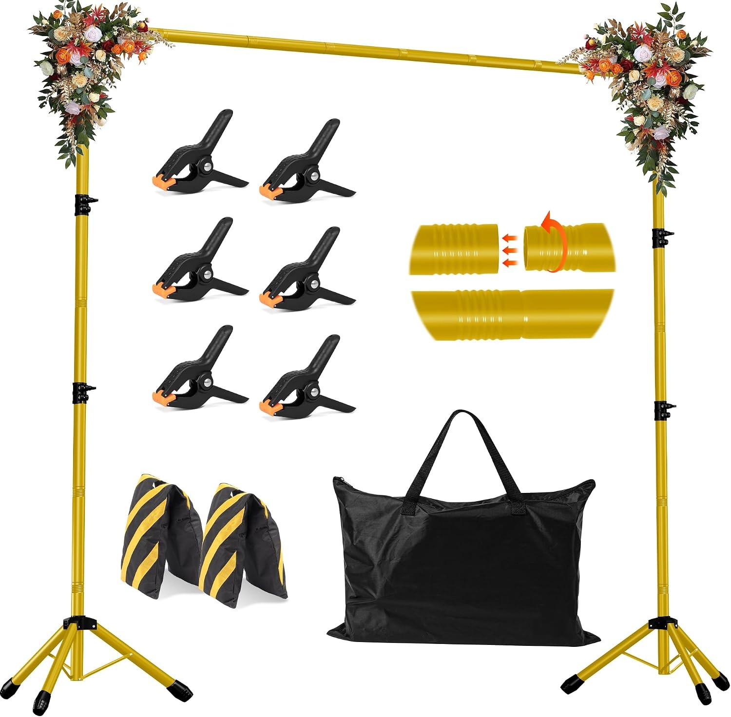 Backdrop Stand Adjustable 10×7.5 FT Background Stand Backdrop Parties Photo