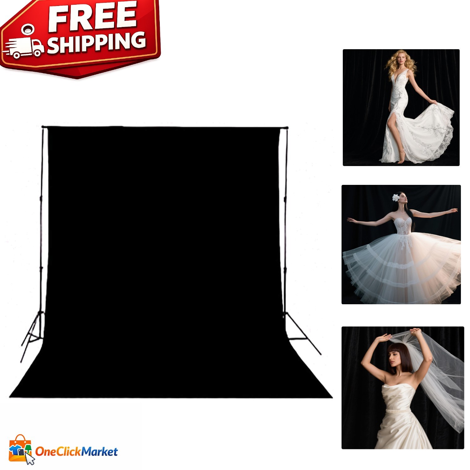 8x10ft Black Photography Backdrop – Durable, Wrinkle-Resistant & Versatile