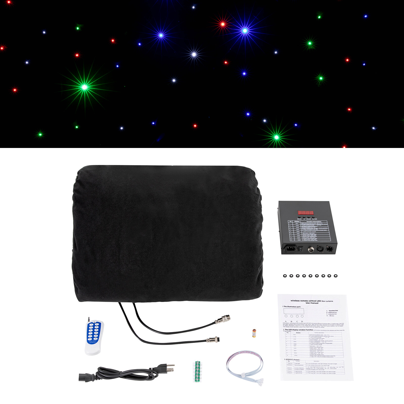 LED Stage Star Backdrop Curtain Stage Wedding Starry Sky Cloth Background