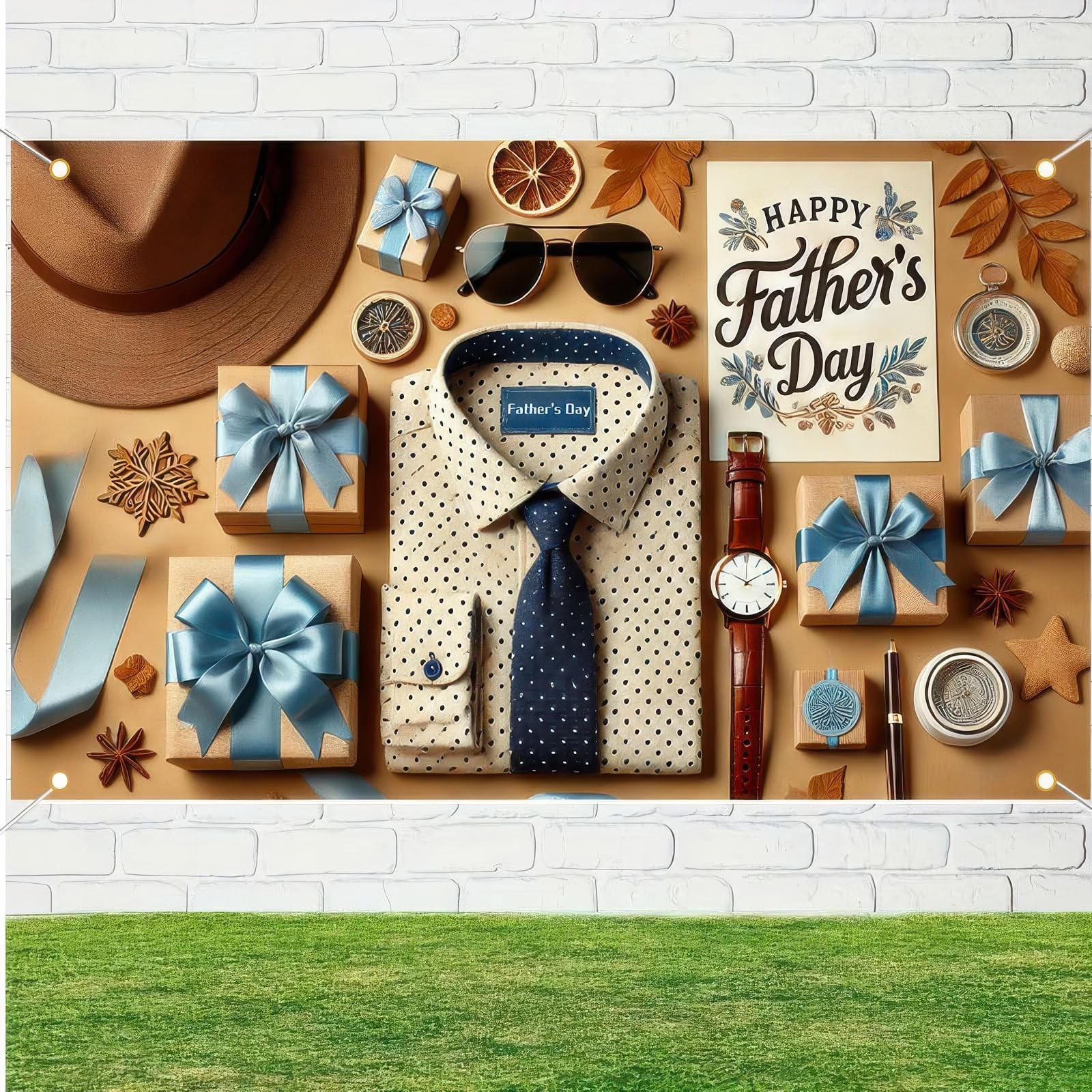 Fathers Day Suit Tie Backdrop Banner 71 x 43 Inch I Iove Dad Decoration Banner H