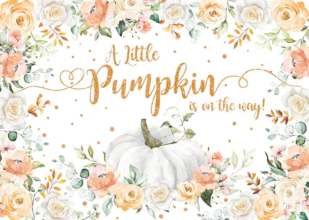 Fall Baby Shower Backdrop A Little Pumpkin Is On The Way Orange 7×5 Ft