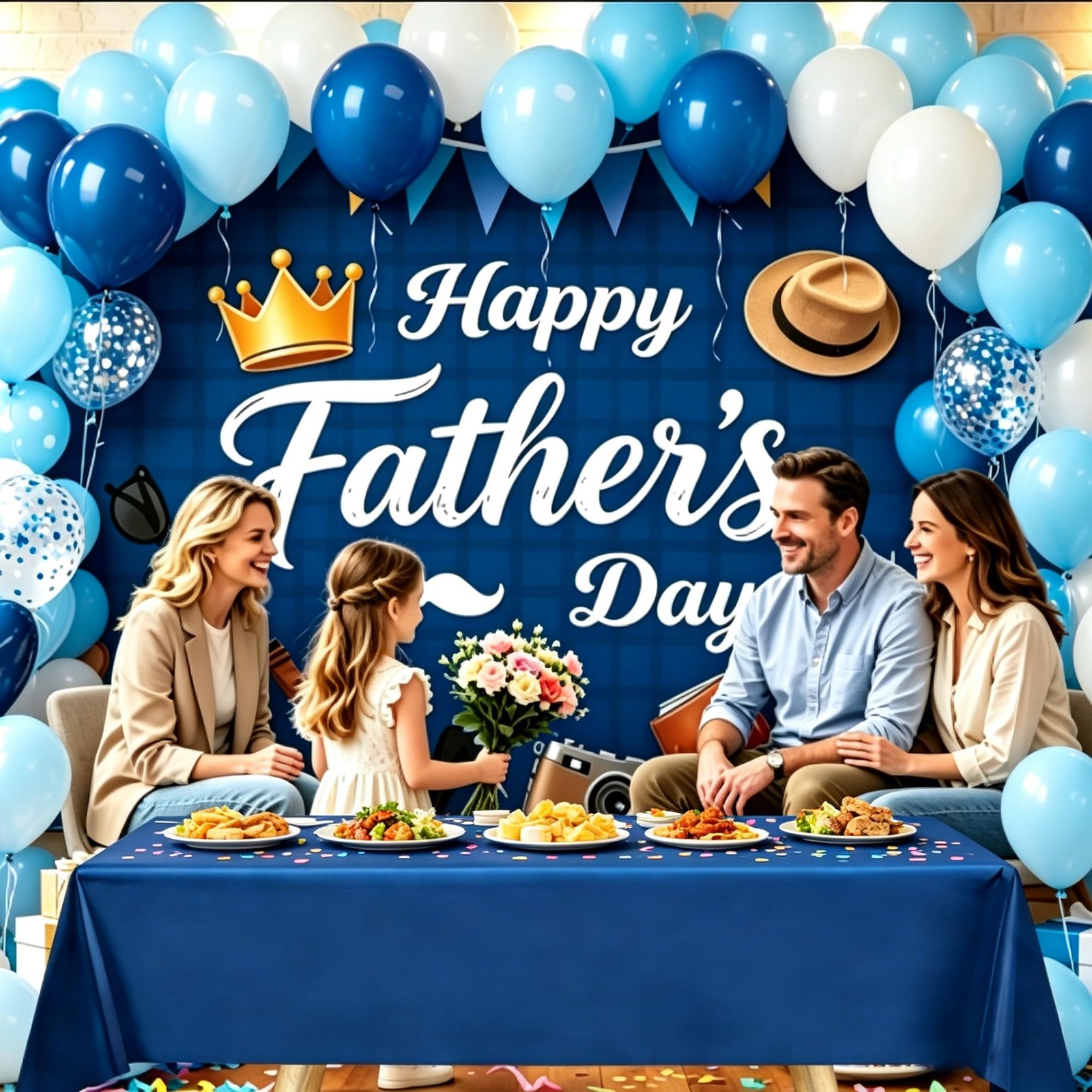 55PCS Fathers Day Paryt Kit – 6x4FT Happy Fathers Day Banner with 50 Balloons…
