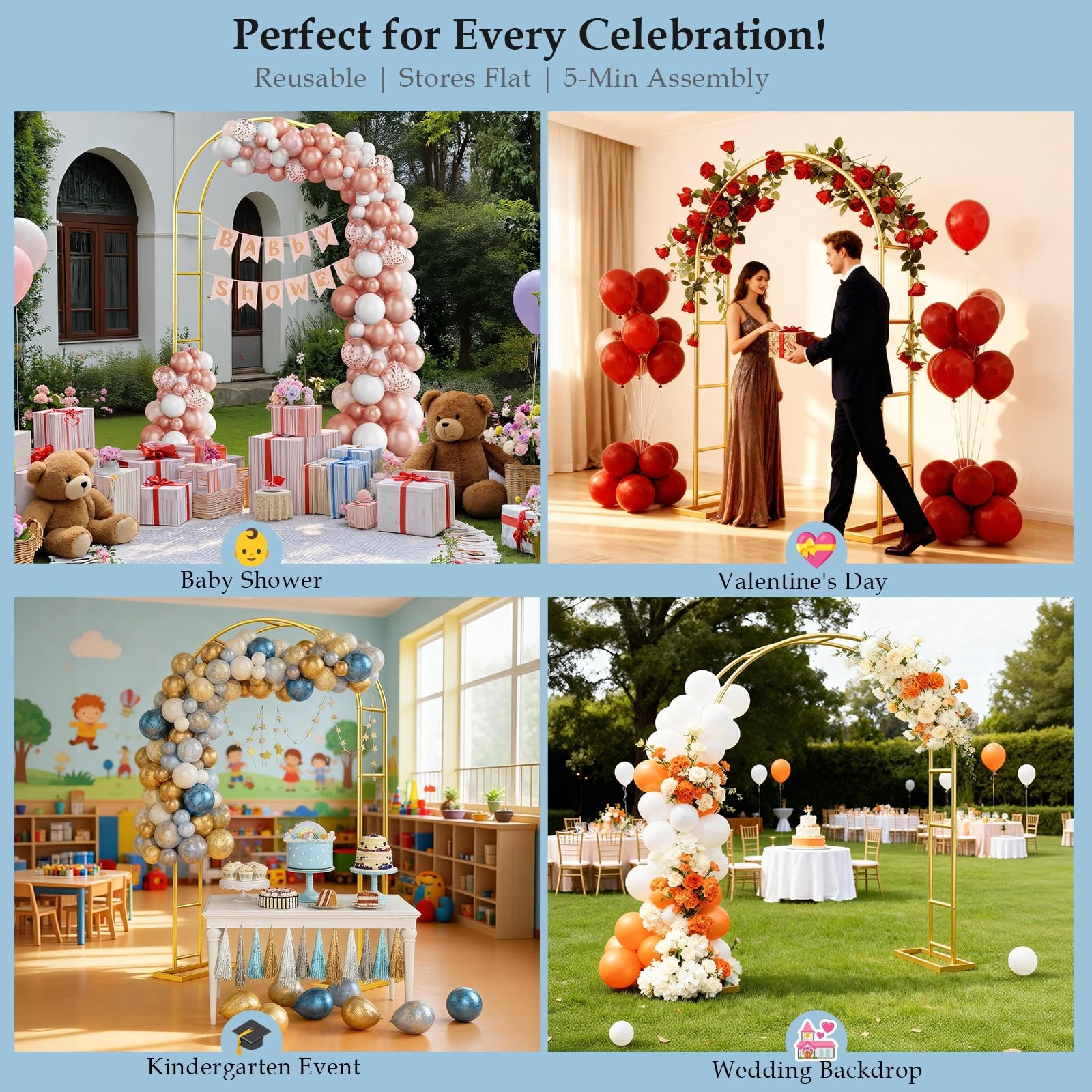Arch Backdrop Stand,6.6FTx3.5FT Metal Pergola Arbors,Gold Garden Wide Arbors …