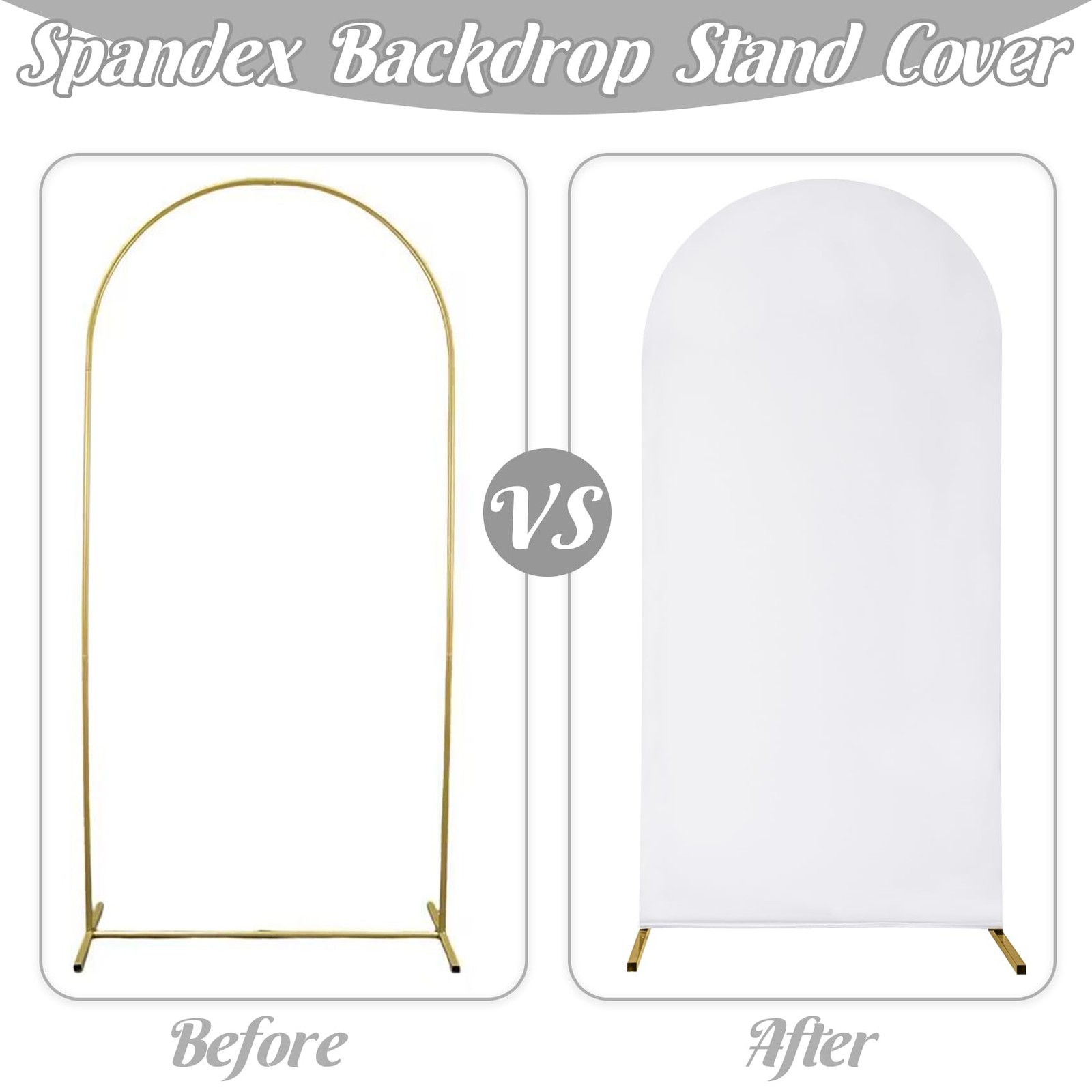 Spandex Fitted Wedding Arch Cover Set of 3 – White Backdrop for Round Top Chi…