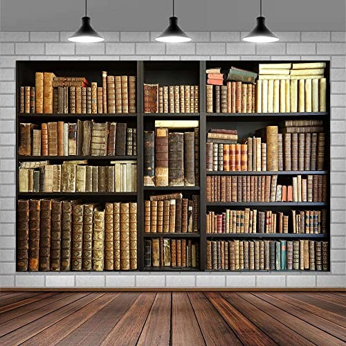 Bookshelf Backdrop Library Modern Retro Bookcase Photography 7X5FT Brown