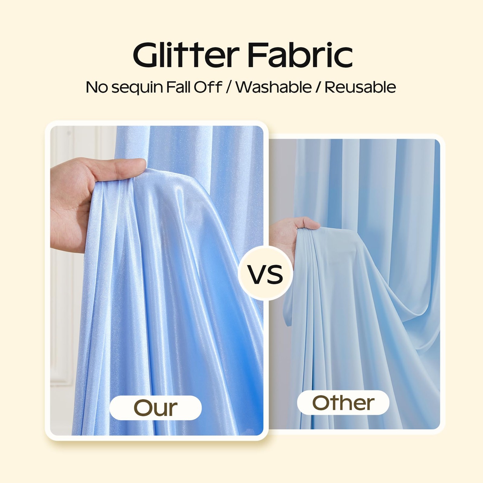 Shillance Blue Glitter Satin Backdrop Curtain for 5ftx10ft(8 panels),