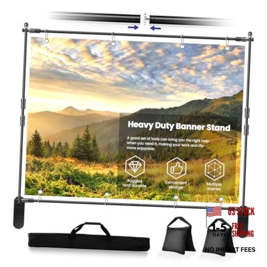 10x8ft Photo Backdrop Stand Kit – Adjustable Banner Stand with Step and