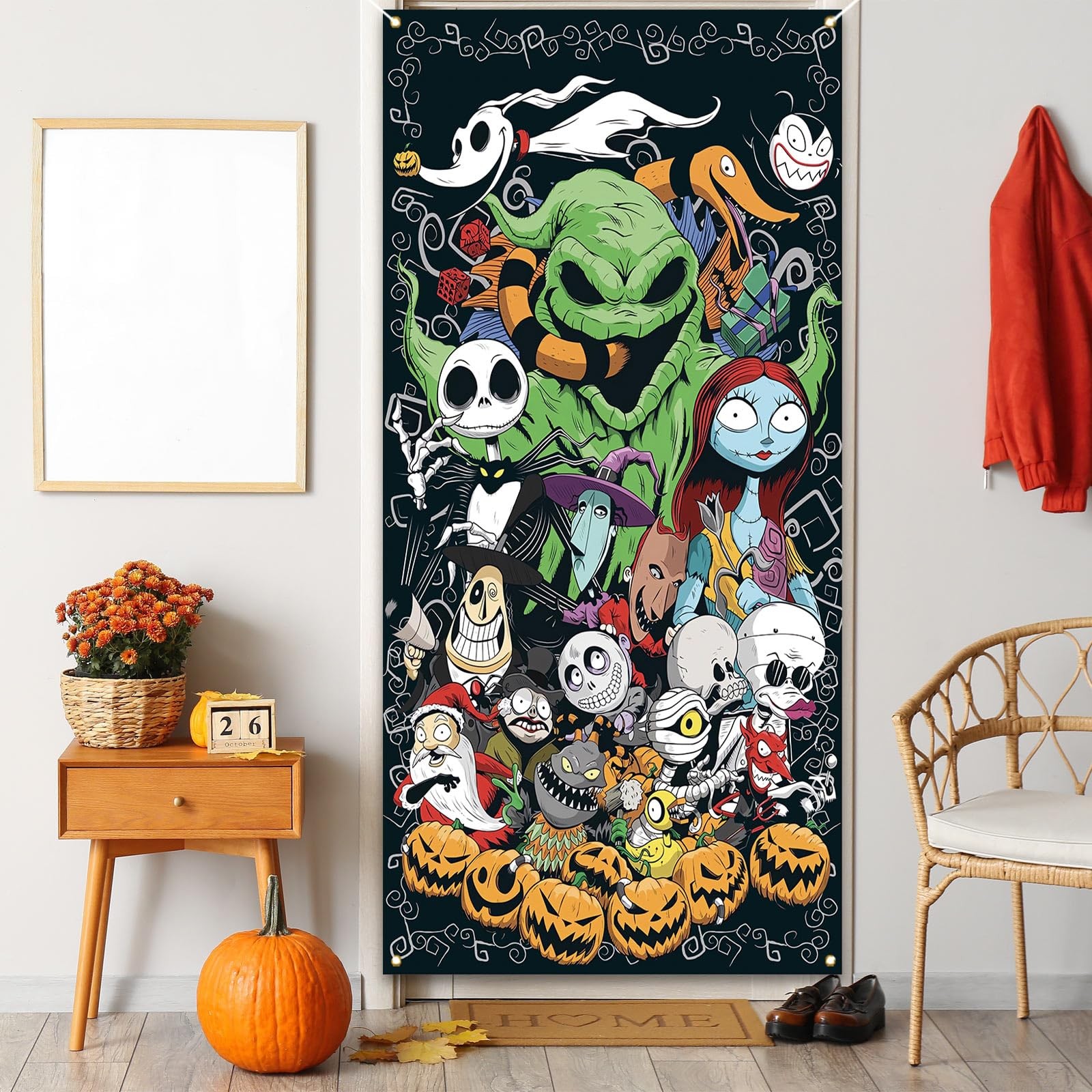 Halloween Door Cover Happy Birthday Photo Backdrop Halloween Birthday Party D…