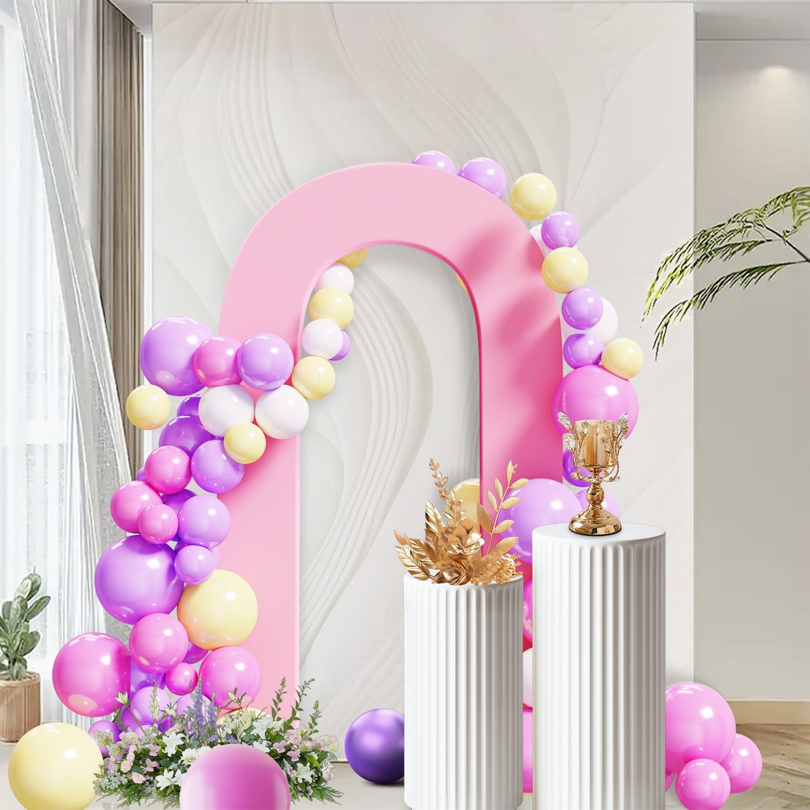 7.2FT Spandex Open Arch Backdrop Cover，U-Shaped 2-Sided Backdrop Cover，Round …