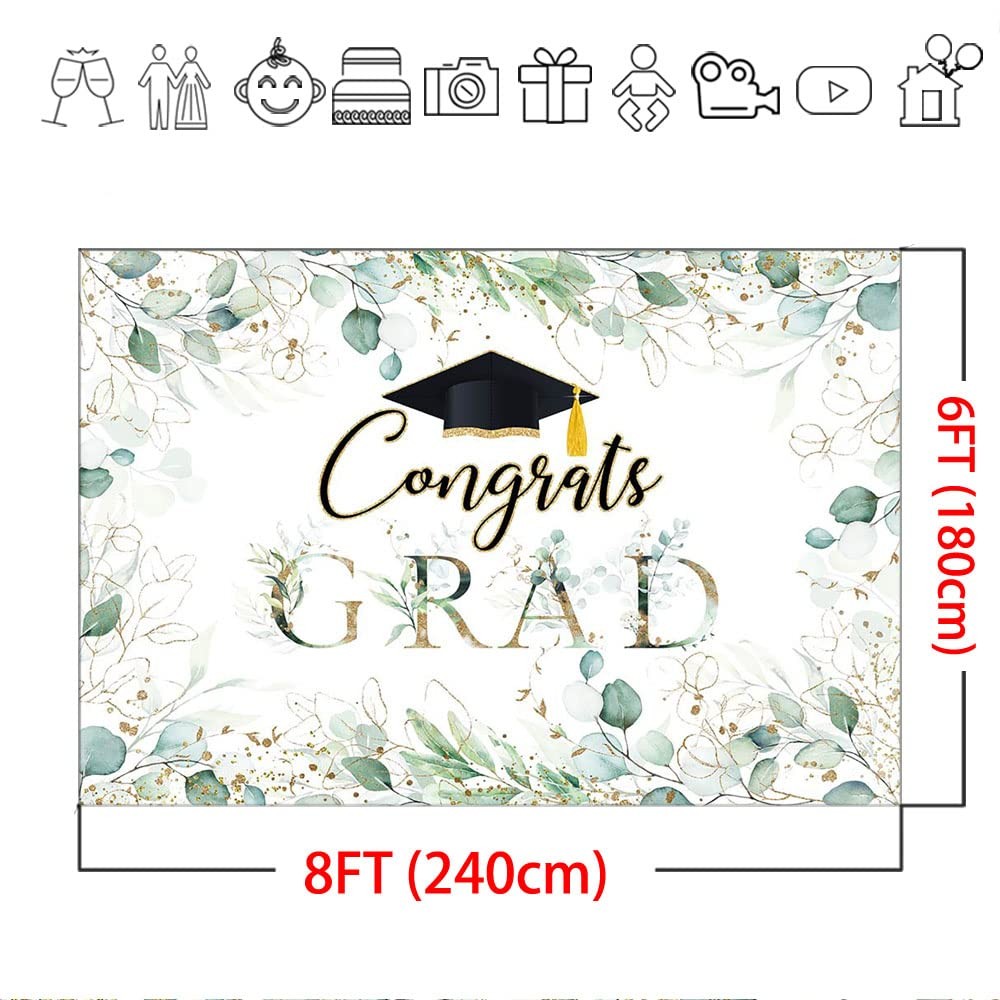 Greenery Graduation Backdrop Congrats Grad Class of 2025 Graduate Party Backg…