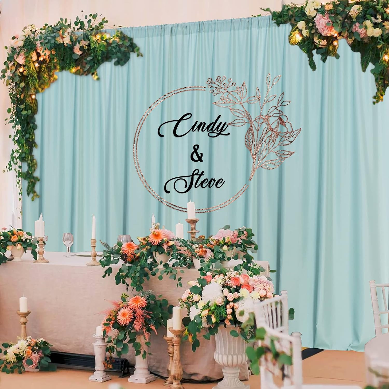 MYSKY HOME Light Green Backdrop Curtains for Parties, Weddings, Stage & Photogra