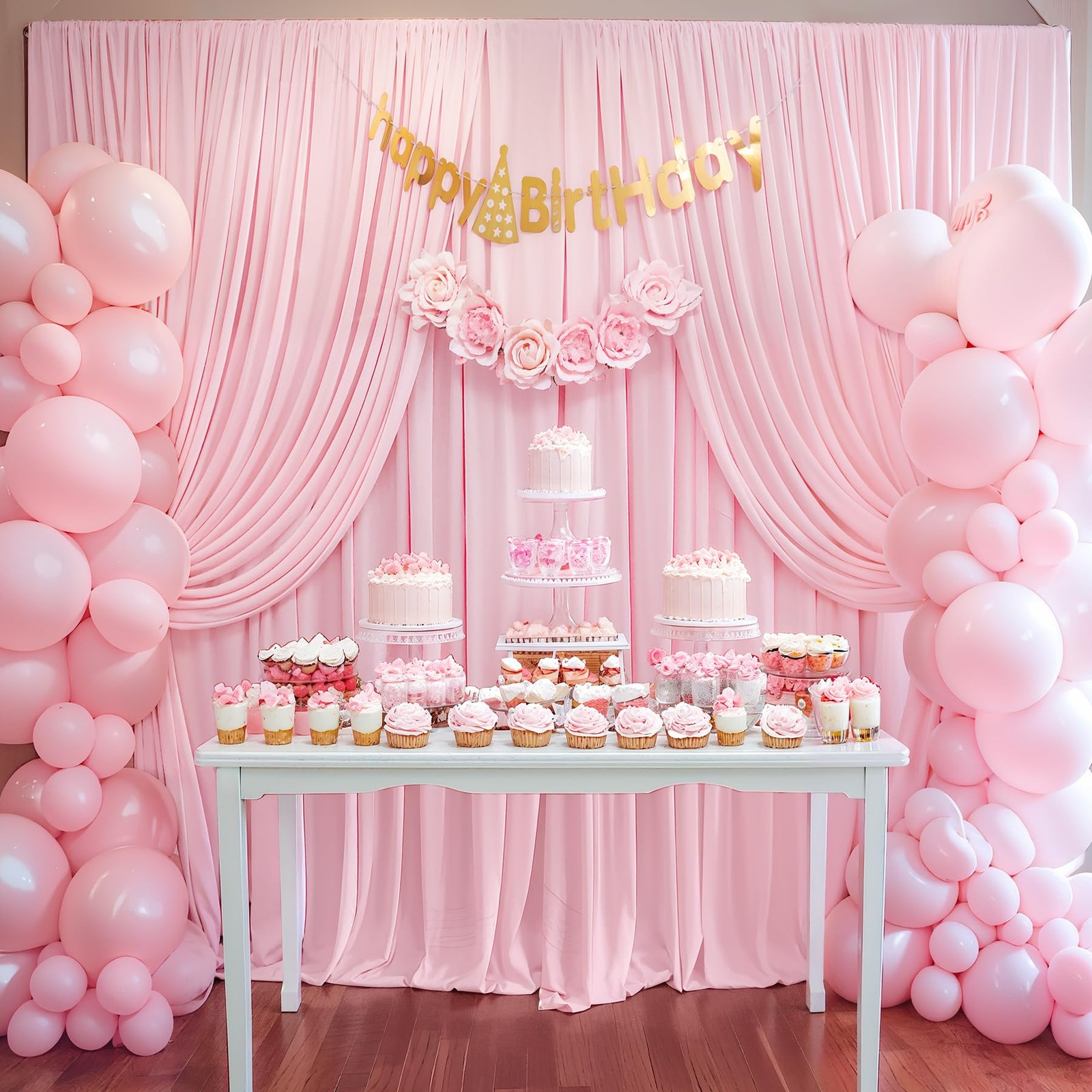 Pink Backdrop Curtains Wrinkle Free Polyester Photography Drapes 16x10FT Wall