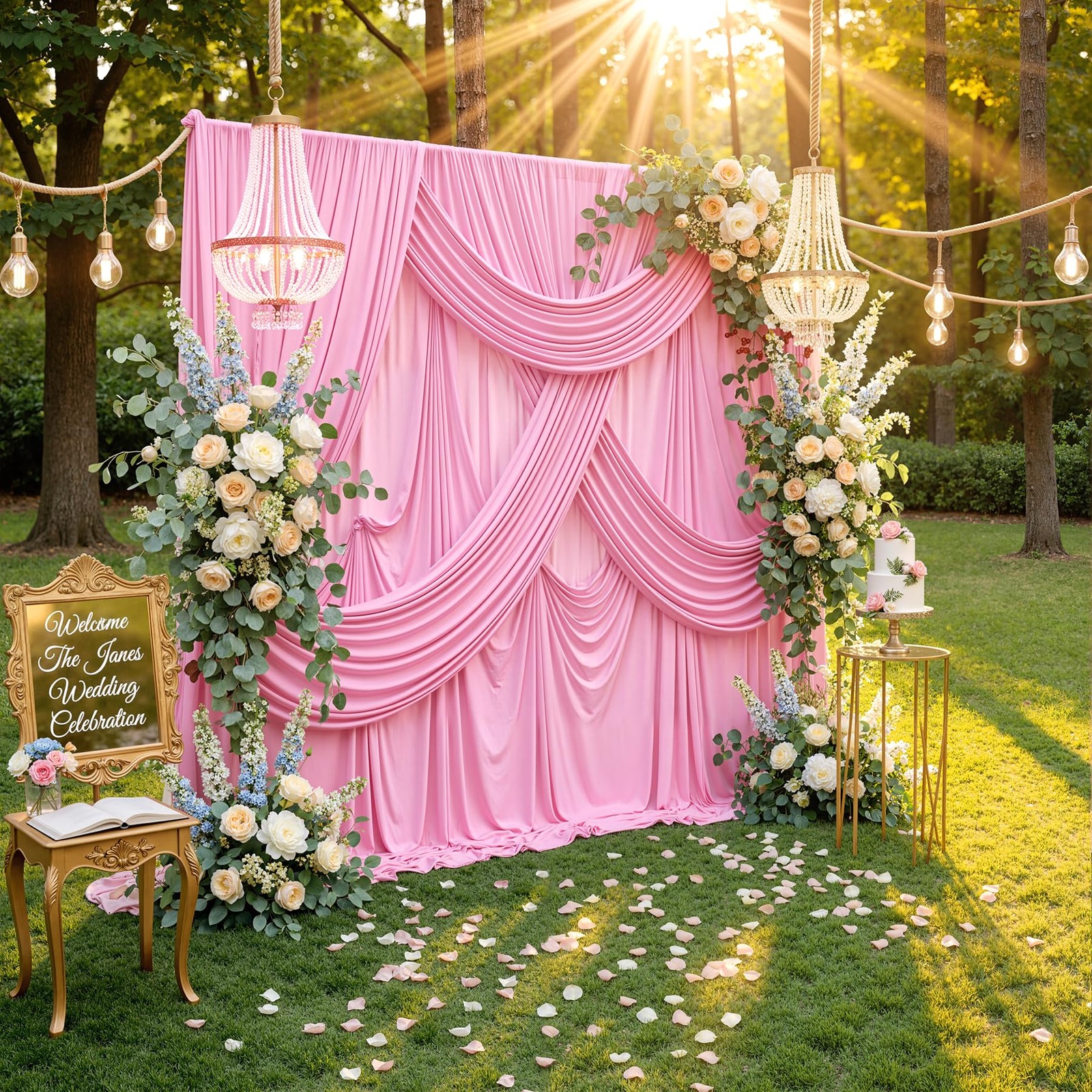 10ft x 8ft Free Pink Backdrop Curtain Drapes, Thick Polyester Baby Pink Backd…