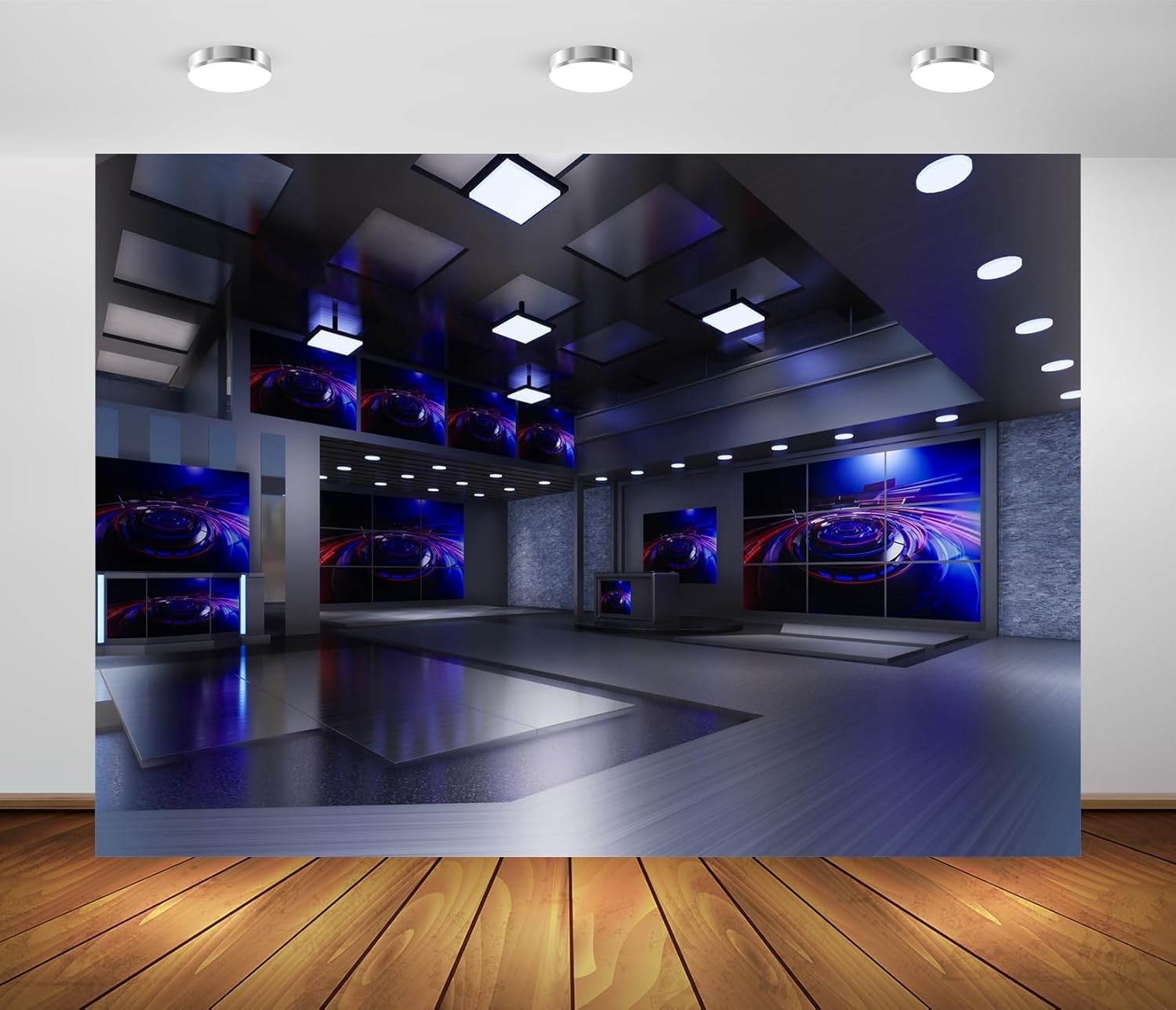 Custom 7x5ft Fabric News Studio Backdrop for Professional & Event Use