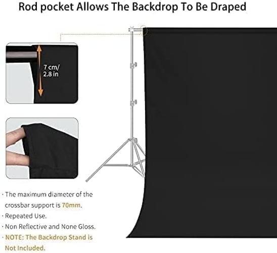 12×10 FT Backdrop Background, 100% Polyester Photography 12 X 10FT Black
