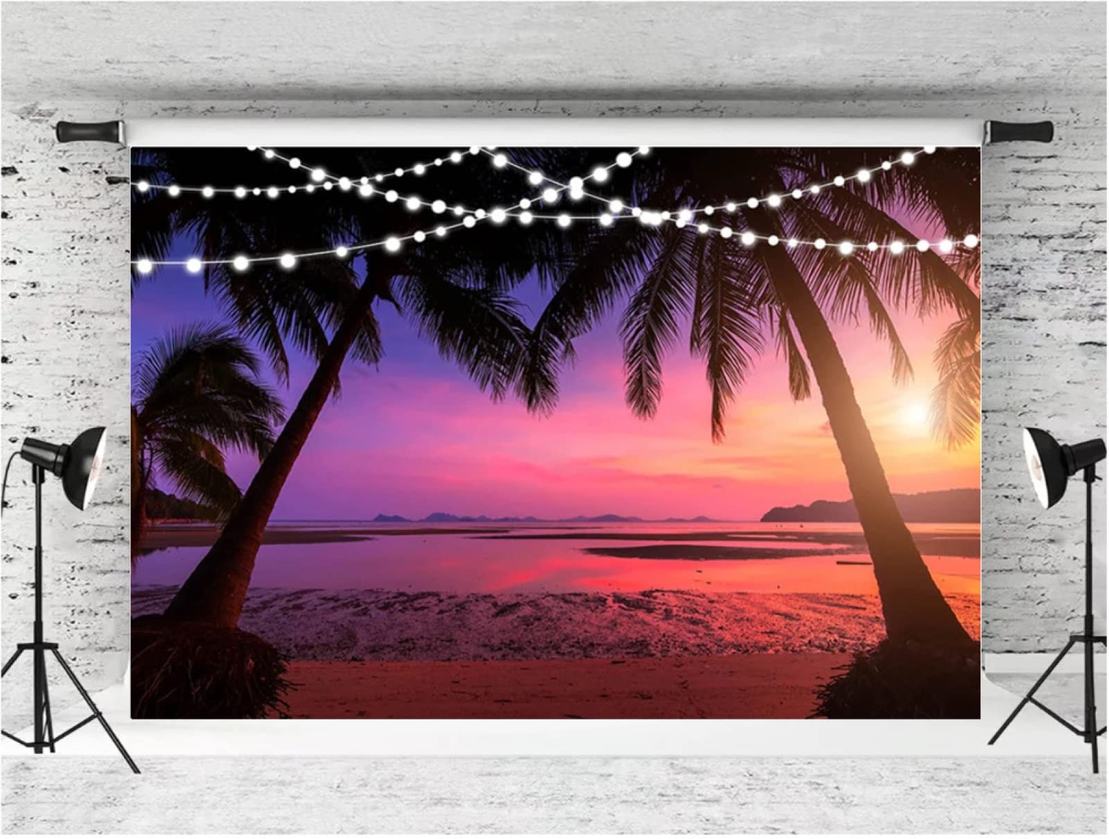 Summer Pink Sunset Hawaiian Natural Scenery Photography Background 7ftx5ft