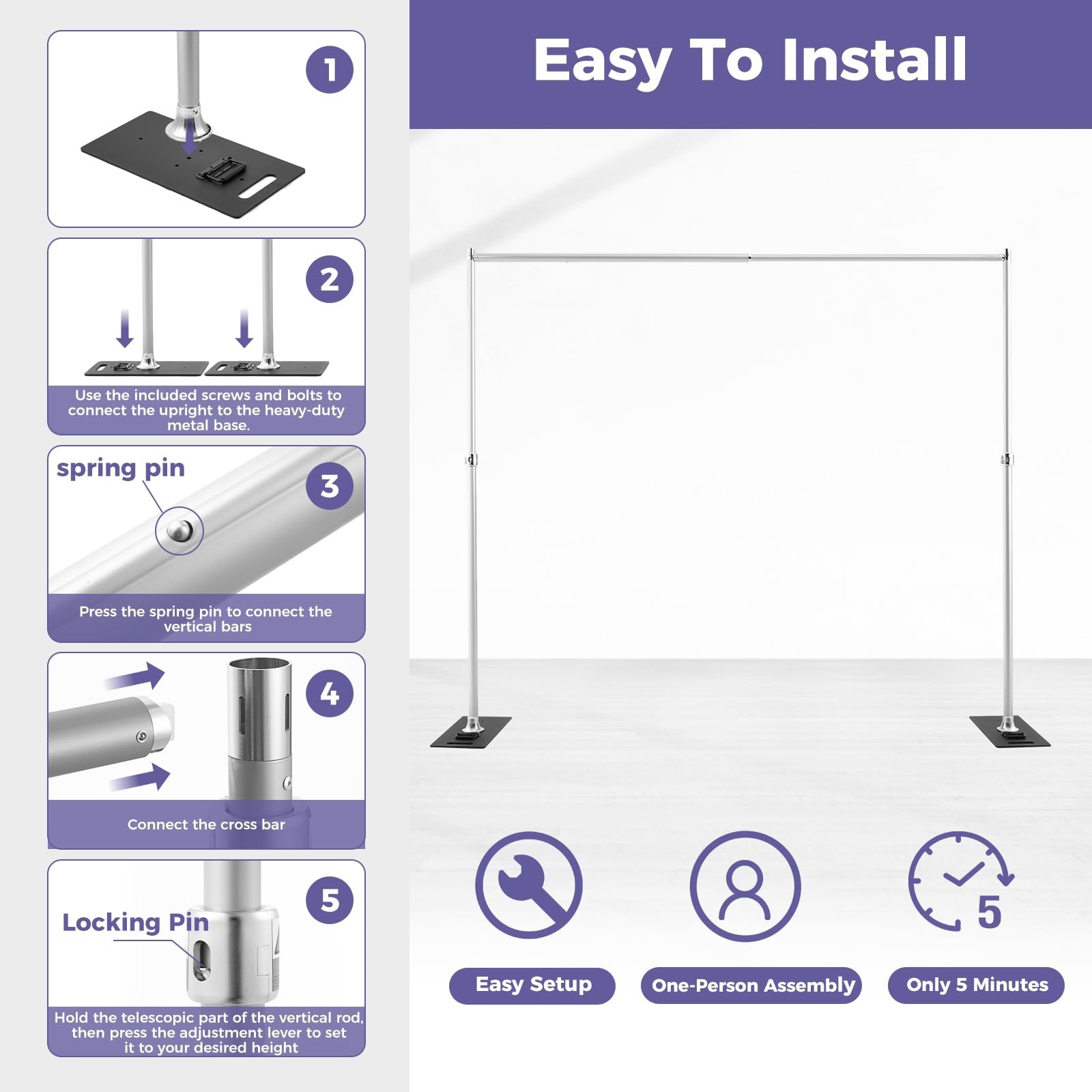 Pipe and Drape Backdrop Stand 9.2×9.2ft, Adjustable Heavy Duty Photo Backgrou…