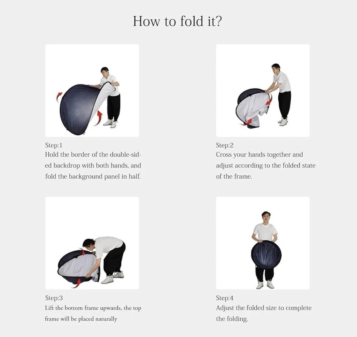 New Fovitec Black&White Pop Up Reversible & Collapsible Backdrop Twist Fold Flex