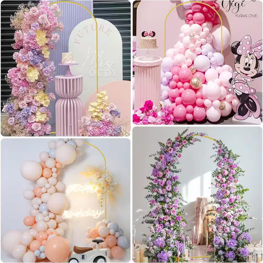 86.4 In. X 48 In. Metal Arch Backdrop Arbor with Arch Stand Cover for Birthday P