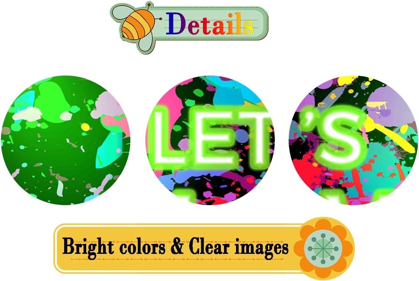 DePhoto 7X5Ft Glow Neon Birthday Party Backdrop Let’s Glow Splatter Photography