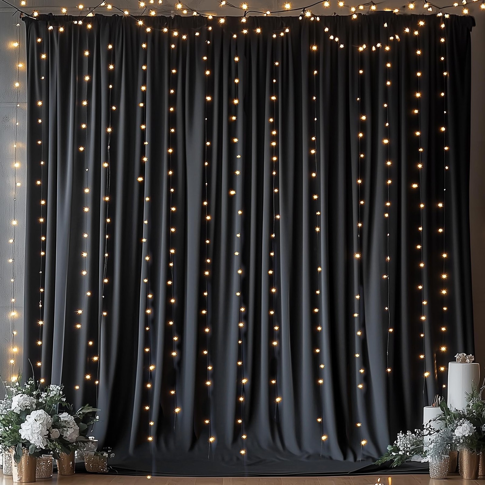 2 Panels 10×14 ft Black Backdrop Curtains for Wedding Wrinkle Free Drapes