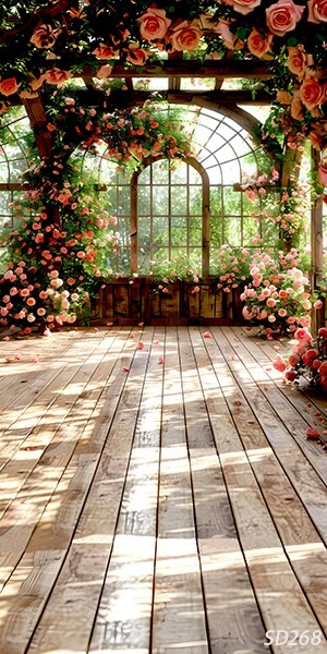 10’x20’CP Arch Window Flowers Scenic Microfiber Fabric background backdrop SD268