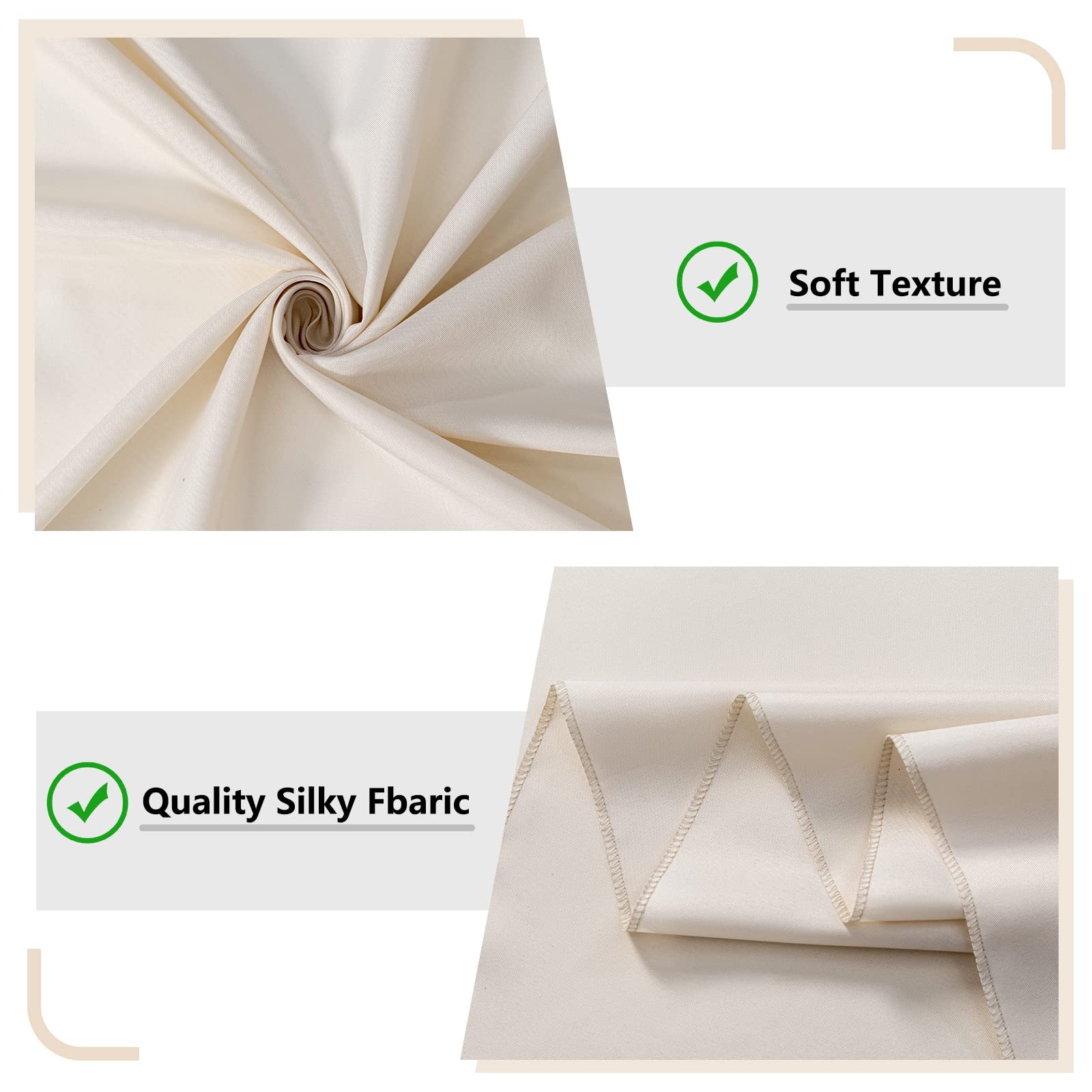 2 PCS 5×10 Ft Beige Backdrop Curtains Fabric Drapes Rod Pocket Light Filtering