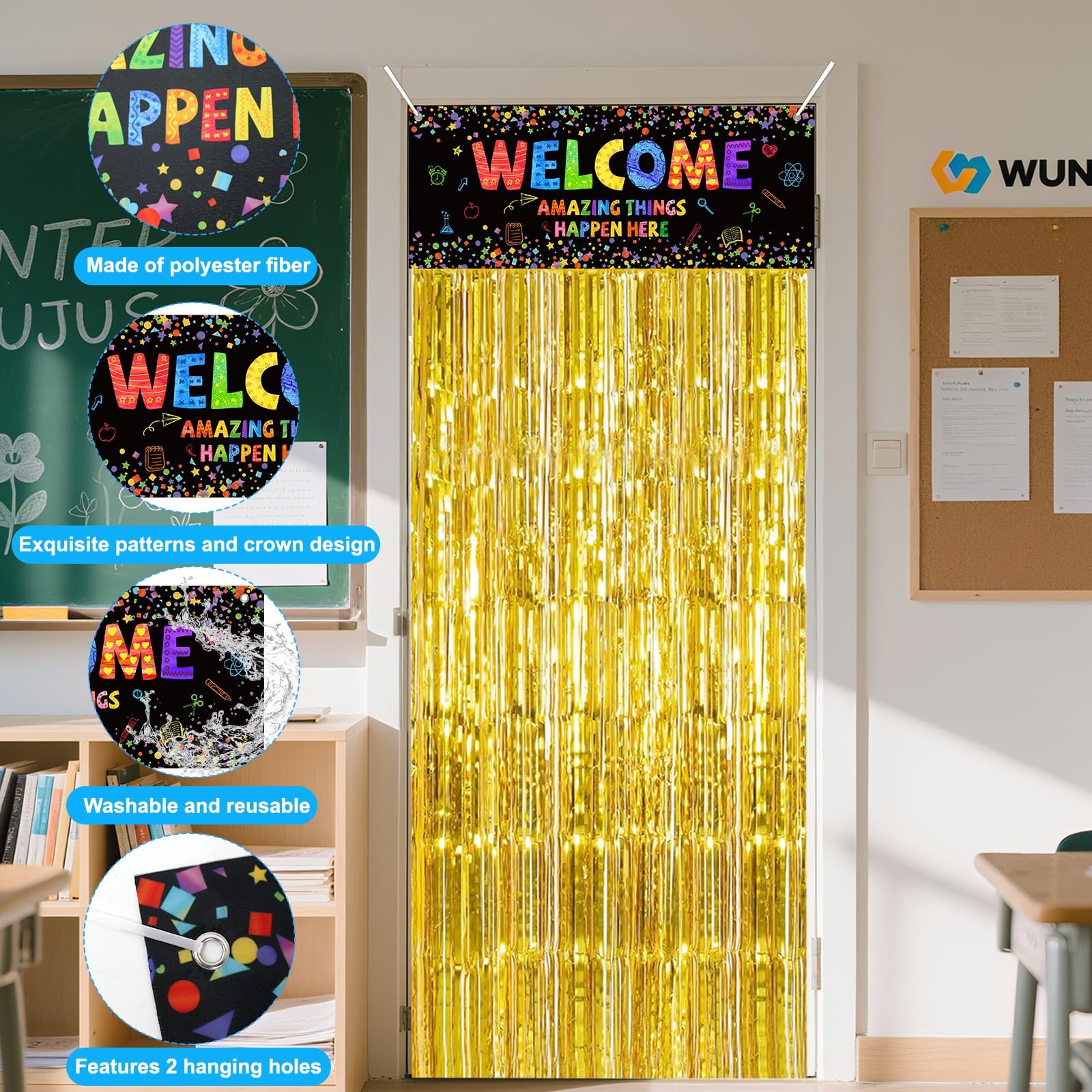 Confetti Classroom Door Decorations, Welcome Back to School Banner Sign with …