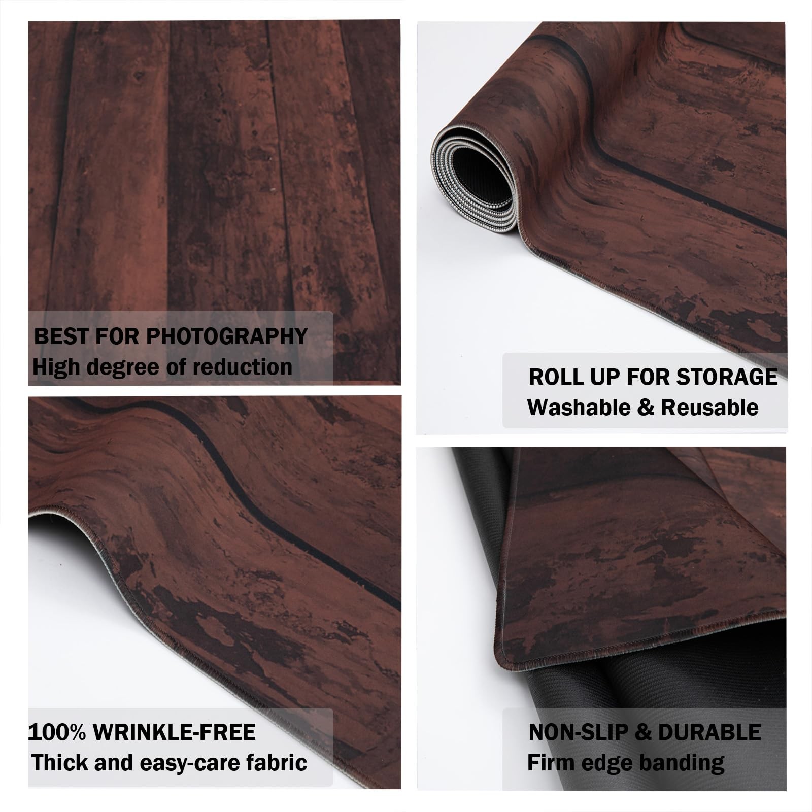 Kate Dark Brown Wood Flooring Backdrop Photography Floor Mats 8x5ft, Color1