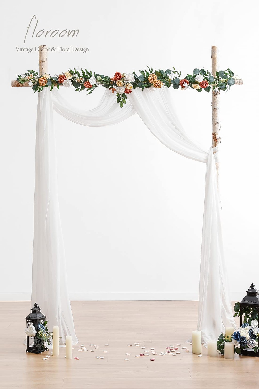 Wedding Arch Draping Fabric 2 Panels 20Ft White Chiffon Fabric Drapes Arbor D…
