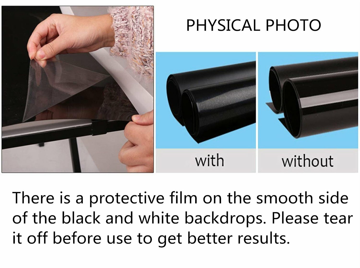2PCS Black White PVC Background Set Matte Glossy Dual Side Vinyl Backdrop Photo