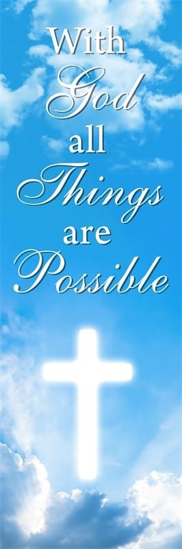 Church Worship Banner for Church Sanctuary Decor 2x6ft-With God All Things ar…