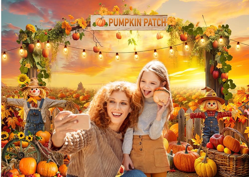 CYLYH 7X5FT Fall Backdrop Photography Pumpkin Patch Backdrops Autumn Harvest …