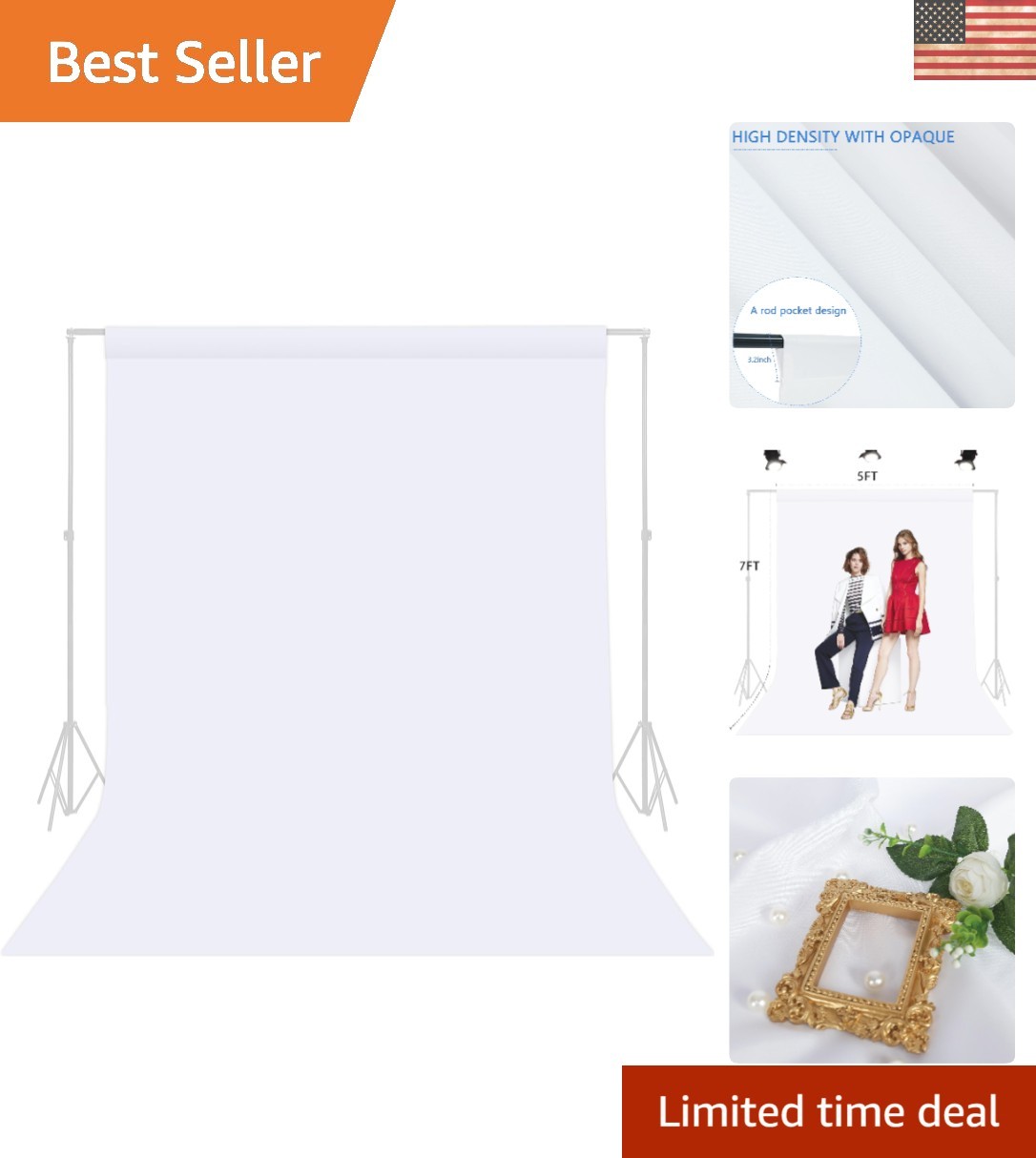 High-Quality 5×7 FT White Backdrop – Wrinkle-Resistant for Gorgeous Photos