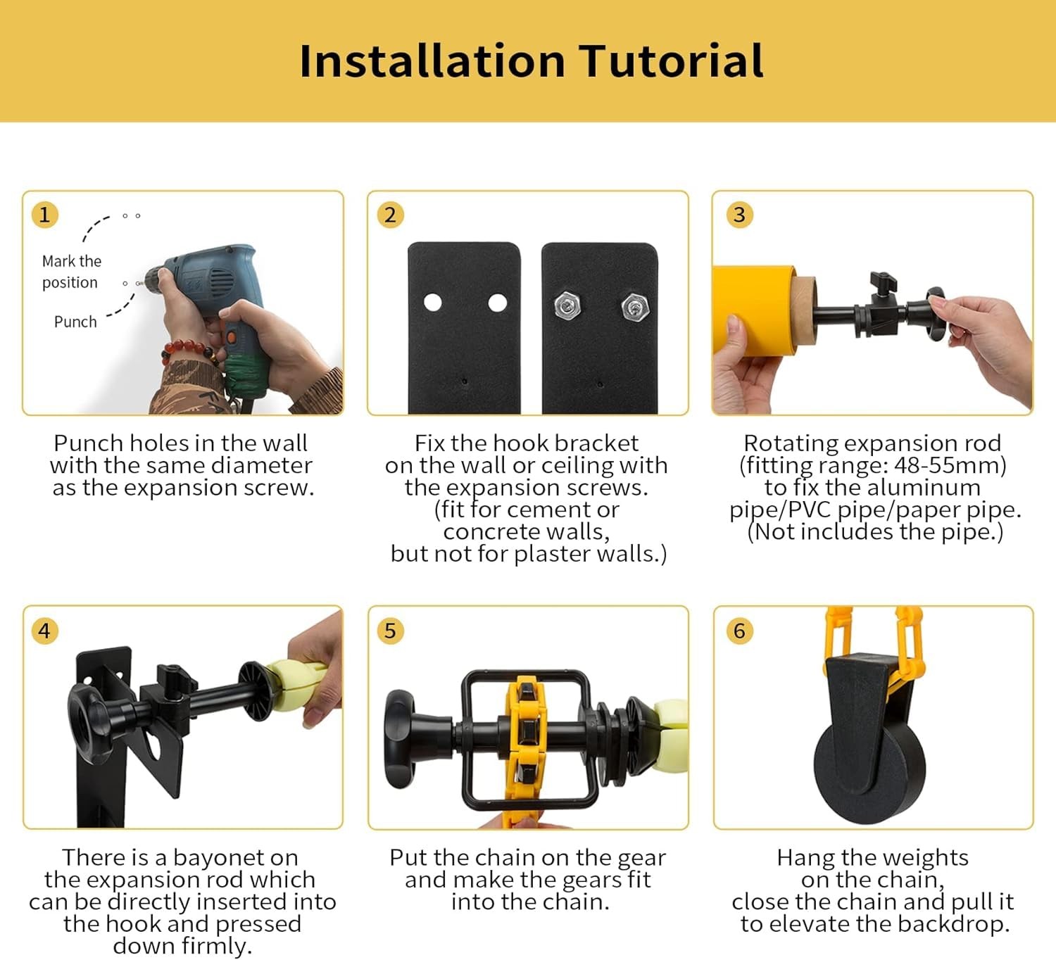 3 Roller Photography Backdrop Background Support Wall Mount Manual Pull Down …